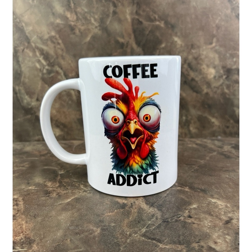 NEW Coffee Addict Funny Chicken Ceramic Coffee Mug 15oz